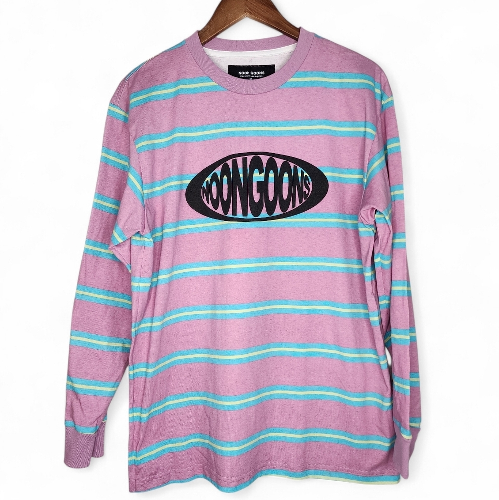 Noon Goons Surf Stripe Long Sleeve Cotton Graphic Tee Size M